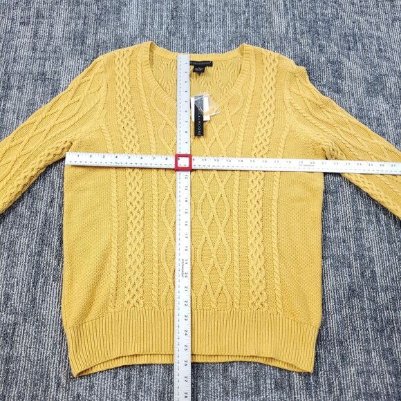 Preswick & Moore Sweater Womens Size XL Pullover Yellow Cable Knit V Neck NWT - Picture 4 of 9